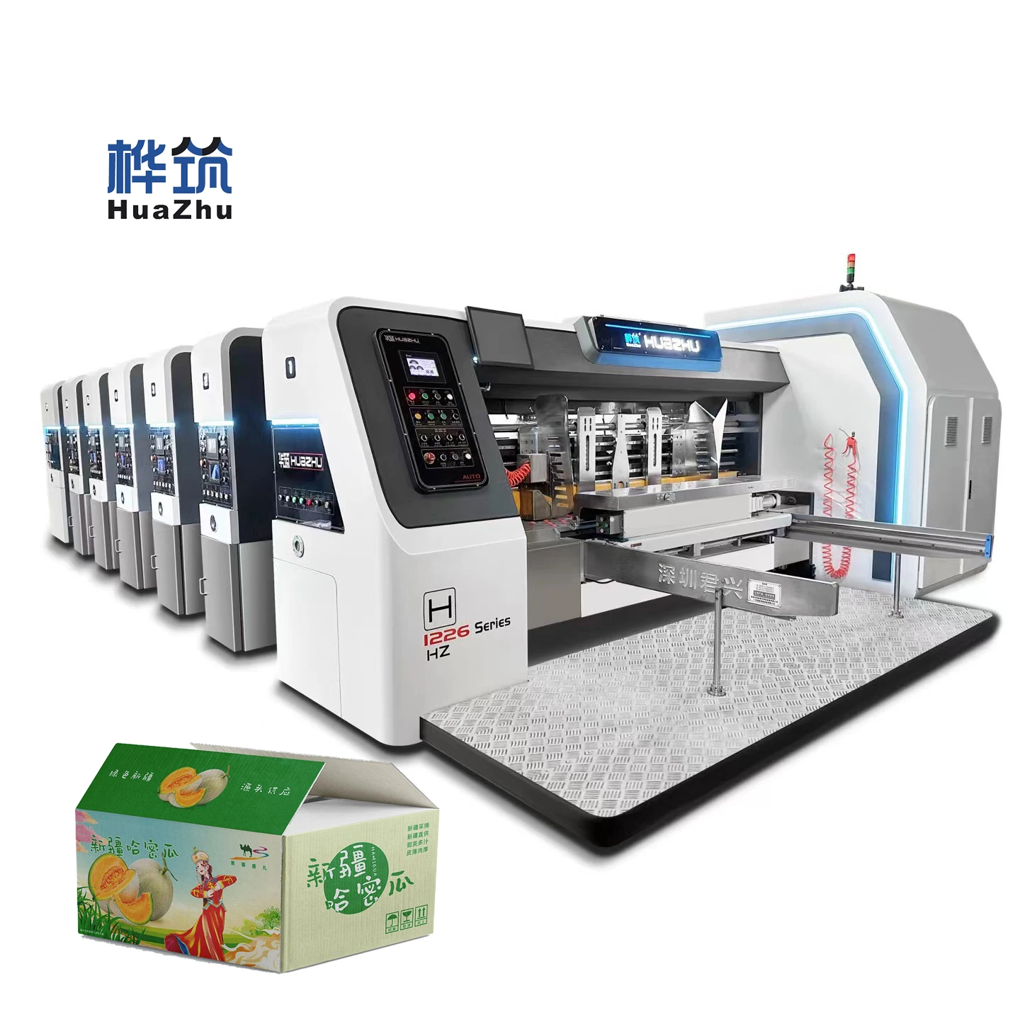 Servo feeder corrugated carton box high  definition 5 colors HD flexo print slot rotary die cut machine Troquelado rotativo
