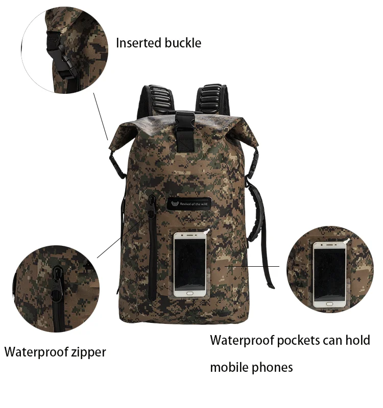 Wholesale 600D PU TPU  Dry Bag Waterproof Sports Backpack for Fishing Boating Kayaking Storage with Phone Case
