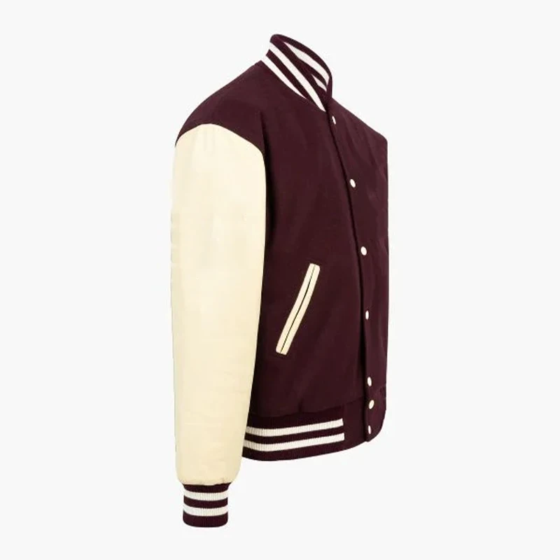 OEM High Quality Vintage Design Leather Sleeve Custom Color Coat Wool Body Varsity Letter Man Jacket For Men