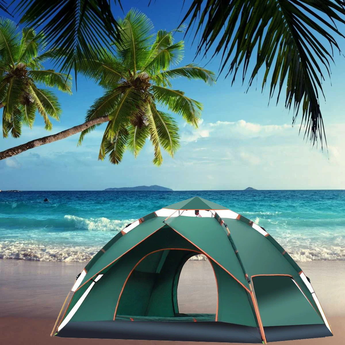 Chinese Manufacturer Supplier Double Layer Inflatable Tent Made of Fiberglass Rod Automatic Outdoor Family High Quality Bushing.