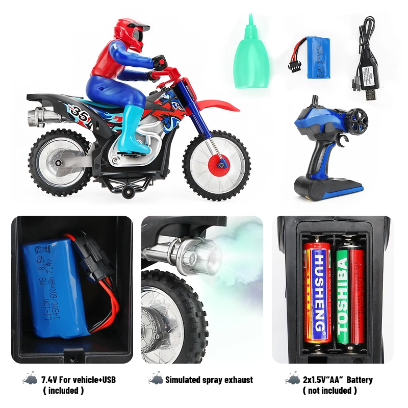 Leemook 2.4G 1:10 4CH 20KM/H recharge high speed RC radio remote control toy motorcycle