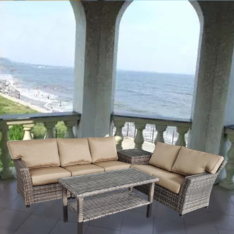 Modern Quick Ship Wicker Outdoor Cane Furniture Cover Ready Stock for Patio Garden Set Rattan Sofas for Hotel Villa