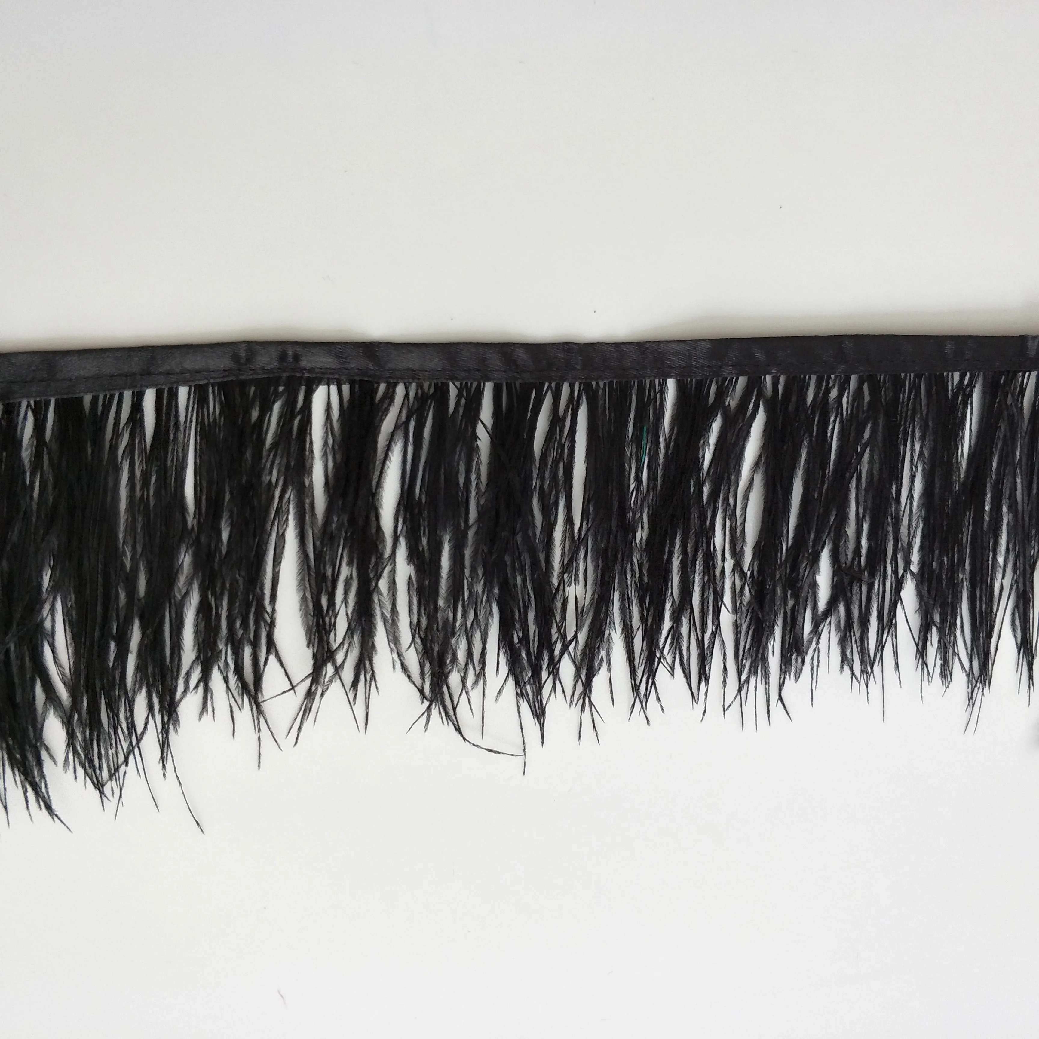 Cheap sale 8-10 cm black Fluffy Colorful curly Ostrich Feather trim fringe for party dresses decoration