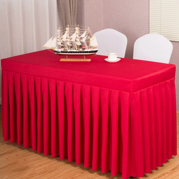 Factory Outlet Rectangular wedding tablecloth 100% polyester table skirt