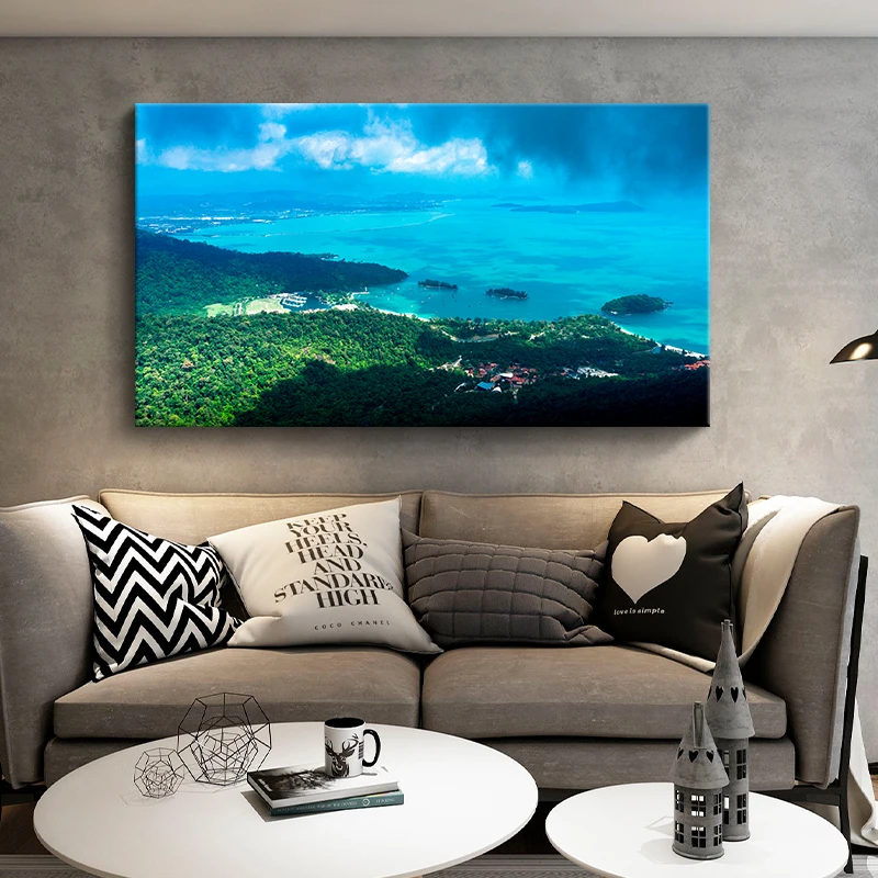 Современный красивый вид на море природный пейзаж Синий Морской пейзаж Картина маслом Декоративная Картина на холсте для гостиной Настенная картина