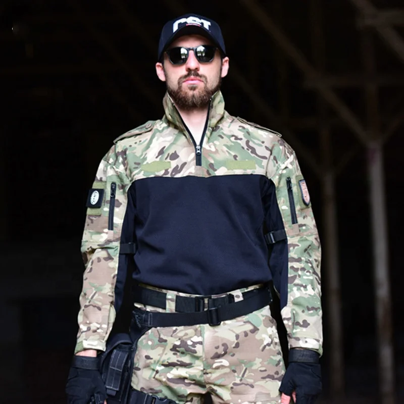 Yuda Combat Polyester Camouflage T- shirt Tactical Mens Compression T-shirt Tactical Uniform