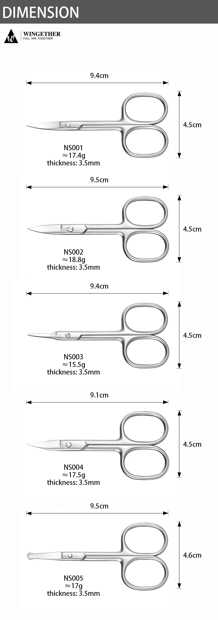 Wingether Amazon Hot Sell Wholesale Scissors Sharp Stainless Steel Cuticle Scissors Classical Cuticle Scissors