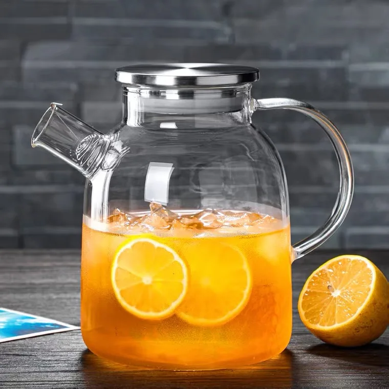 Heat-resistant handmade borosilicate bamboo cover/stainless steel glass teapot with teacup set