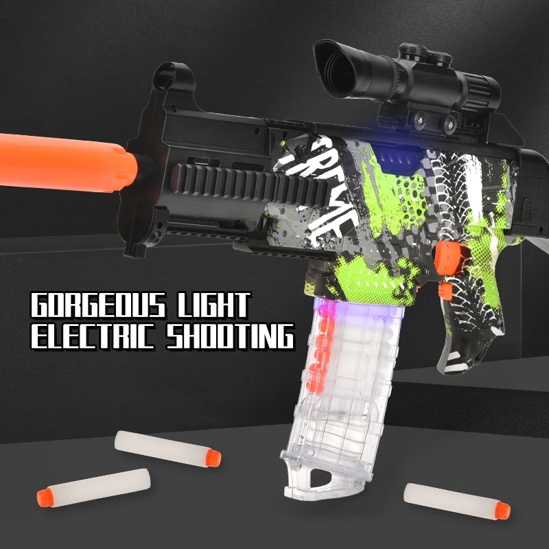 HW Electric Graffiti Luminous 416 Rifle Vector UMP Submachine Gun Repeating Soft Bullet Gun Outdoor Shooting Game Toy for Boys