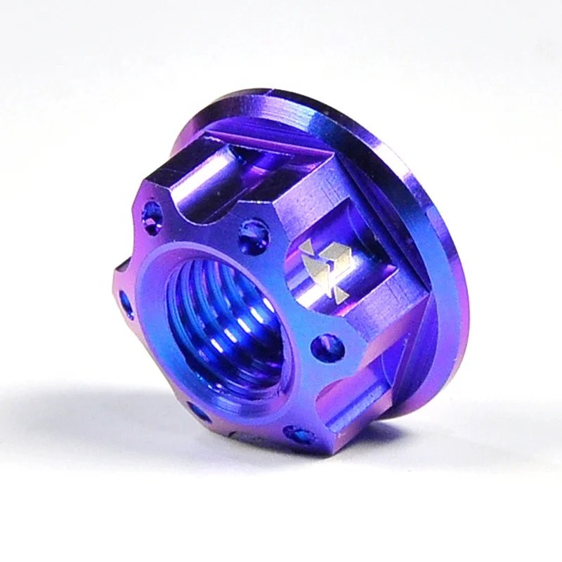 M5 M6 M8 M10 M12 M14 M16 titanium nut Titanium Flanged Axle Nuts Gr5 Ti6Al4V Titanium Alloy Rear Axle Spindle CNC Nut