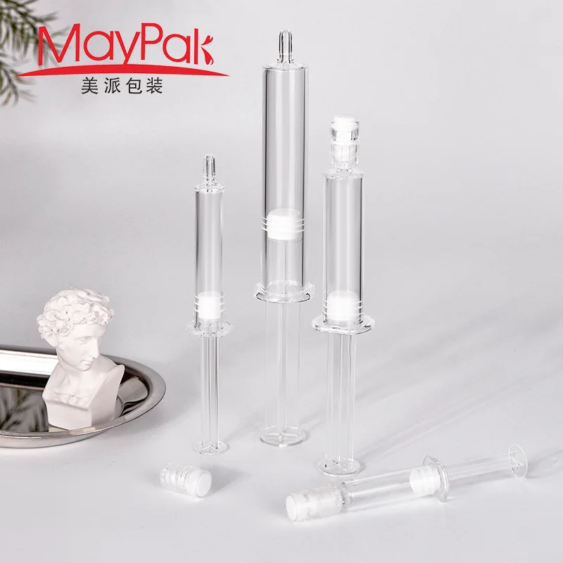 Wholesale Mini Empty 1ml 3ml 5 ml 10ml  Airless Syringe Cosmetic PS Plastic Ampoule For Essence Serum