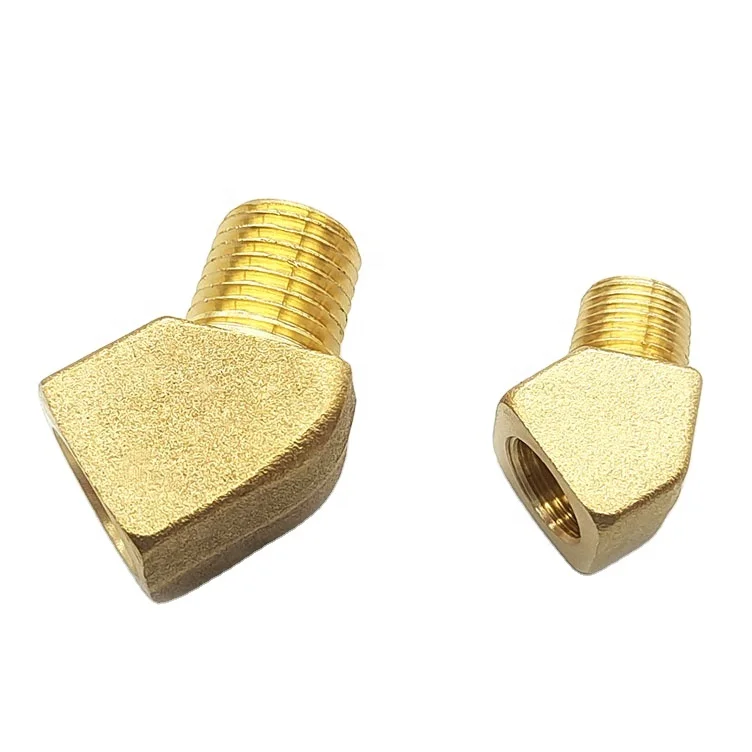 45 Degree Barstock Street Elbow 1/4 Inch NPT Male to 1/4 Inch NPT Female Brass Pipe Fitting