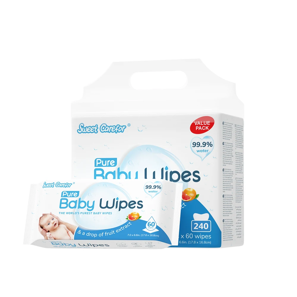 Water Wet Wipes Sweet Carefor Baby Wipes Water Wipe for Baby Cleaning 99.9% Water butt washing