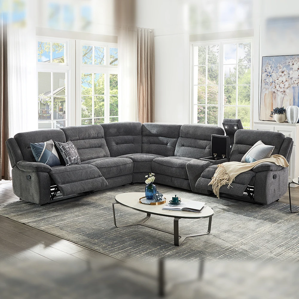 MANWAH CHEERS Fabric Sectional Sofa Set Furniture Living Room Sectional Recliner Sofas Recliner Corner Sofa