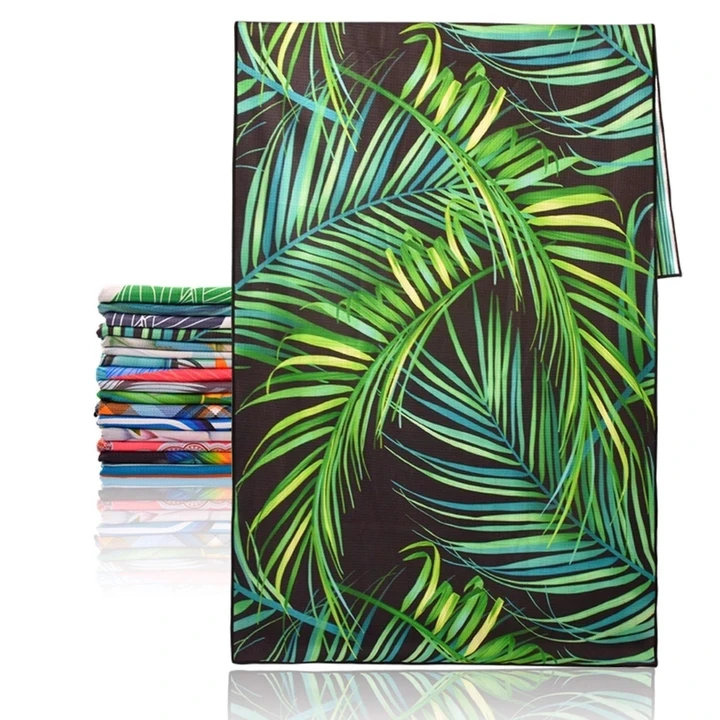 
Waffle microfiber sand free custom palm leaf beach towel size 