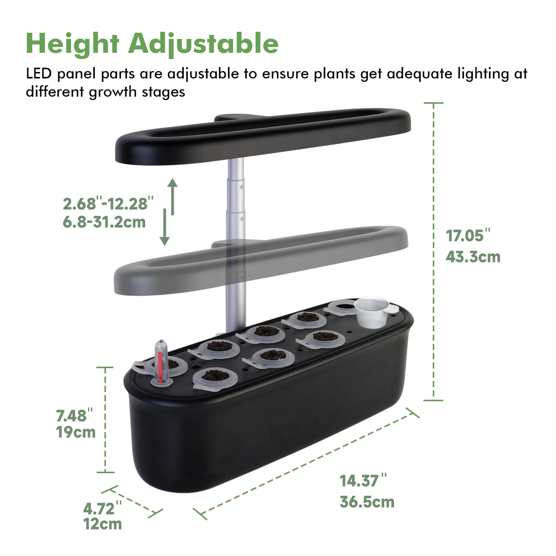 J&C Most popular sleek tailored shape Smart Gardening set Timer LED Grow Light Hydroponic Growing Systems Indoor Growbox