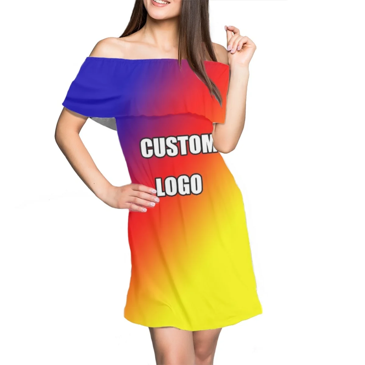 Hawaiian Custom Designed Ruffled Dress Manufacturers Direct Sales Polyester Spandex Dress Breathable And Quick Drying Clothing