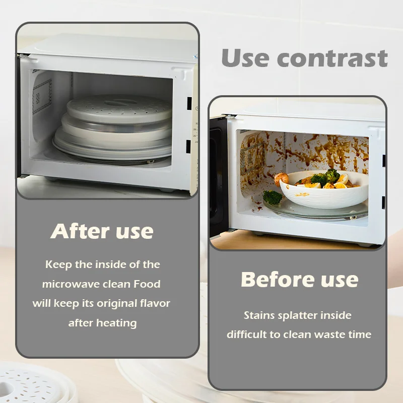 2 in 1 Microwave Place Mat & Food Cover for Splatter Guard Multi-use Collapsible Microwave Splatte Cover for Food