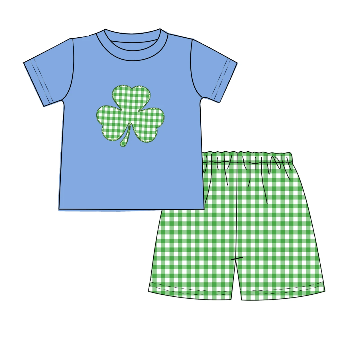 Boutique Shamrock toddler boys clothing sets wholesale customized logo and color unique kids clothing