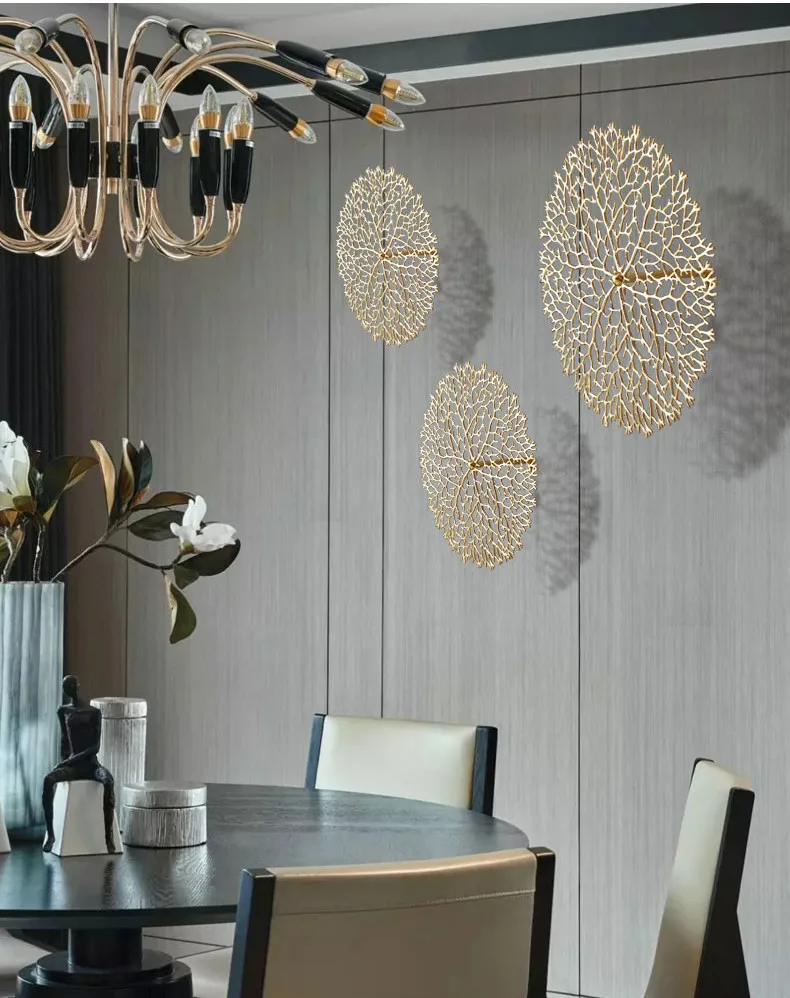 Free Combination Round Gold Coralline Shape Brass Alloy Wall Decoration