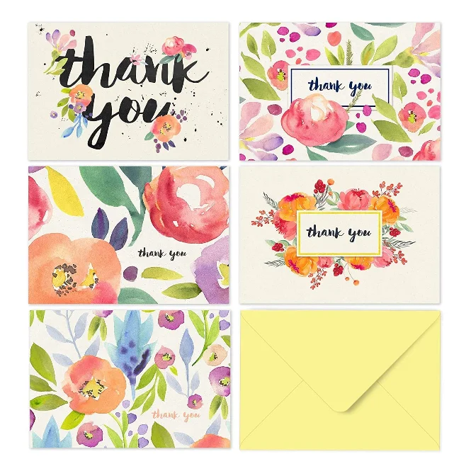 Custom Printing Black Gold Foil Small Business Thank You Note Cards for Shopping Paper Card with Logo