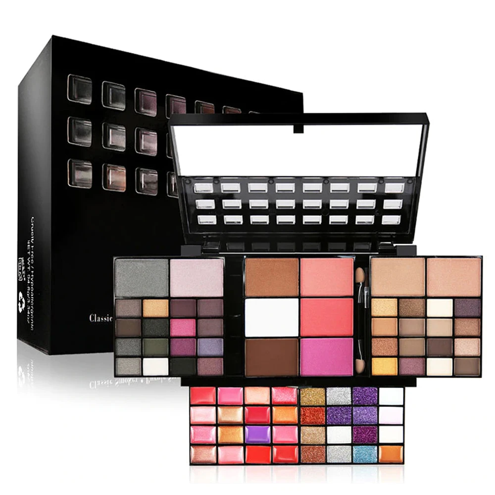 Customize Privet Label Vegan 74 Color Makeup Set Lip Gloss Blush Foundation Glitter Matte Eyeshadow Set Palette eye shadow