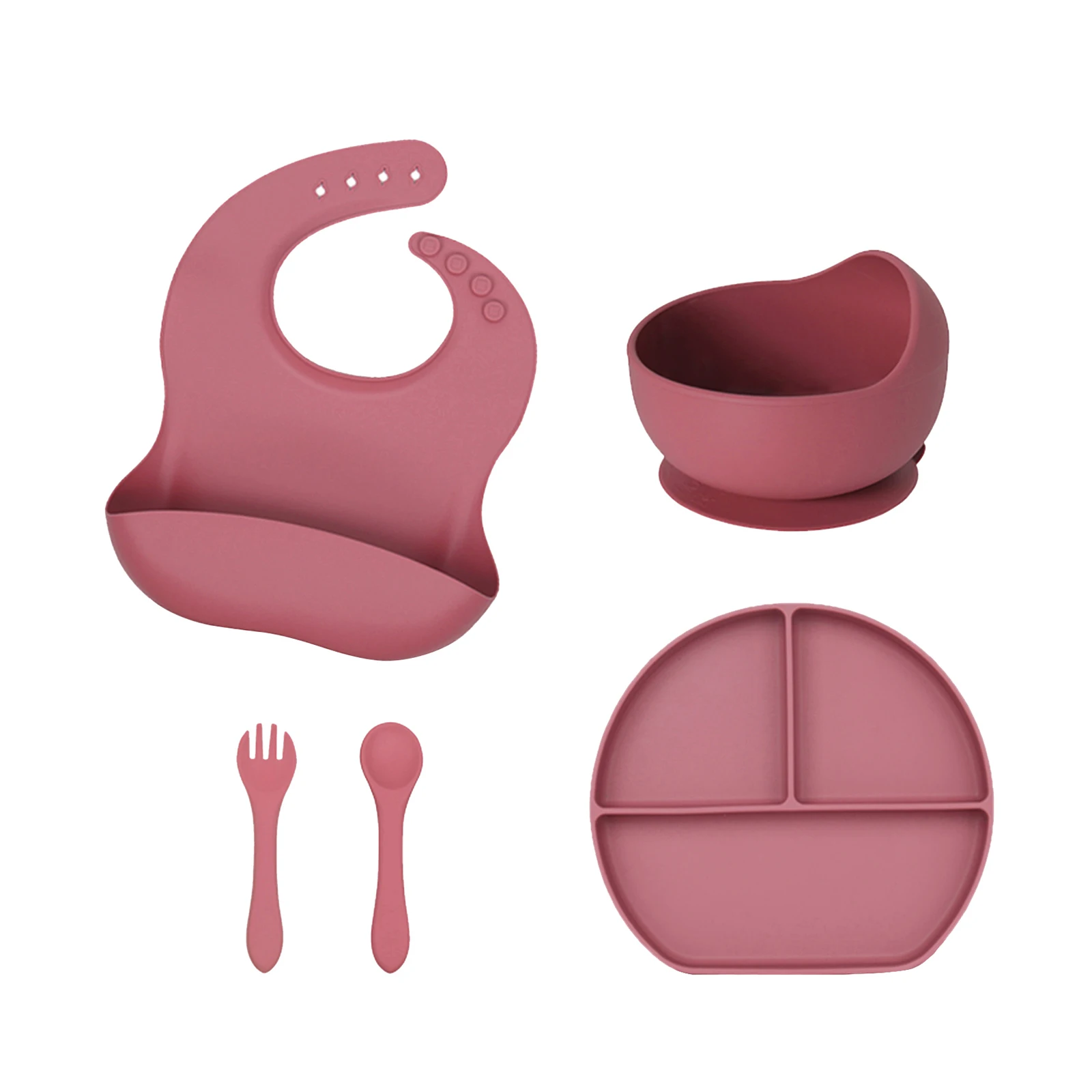 Cartoon Rice Bowl Gift Baby Feeding Eco Silicone Tableware Set Baby Bib Plate Custom Top Seller Supplies Silicone Tableware