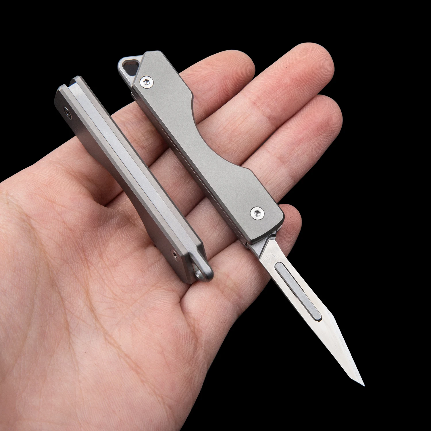 Mini Titanium Alloy Key Knife Portable Quick Blade Replacement Outdoor EDC Tool