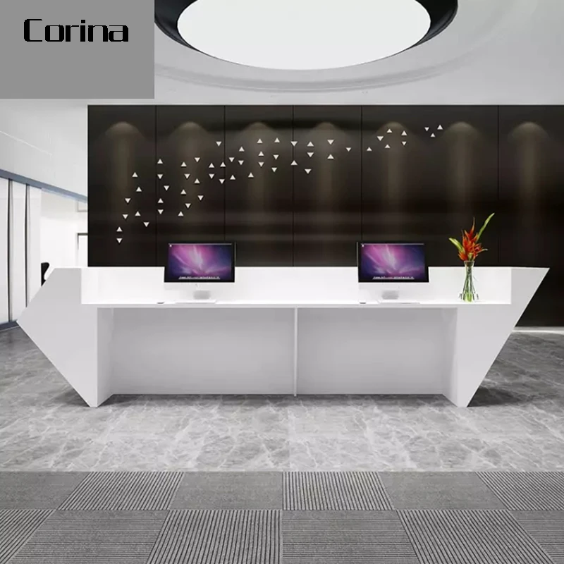Modern curved white reception desk acrylic solid surface hospital reception counter