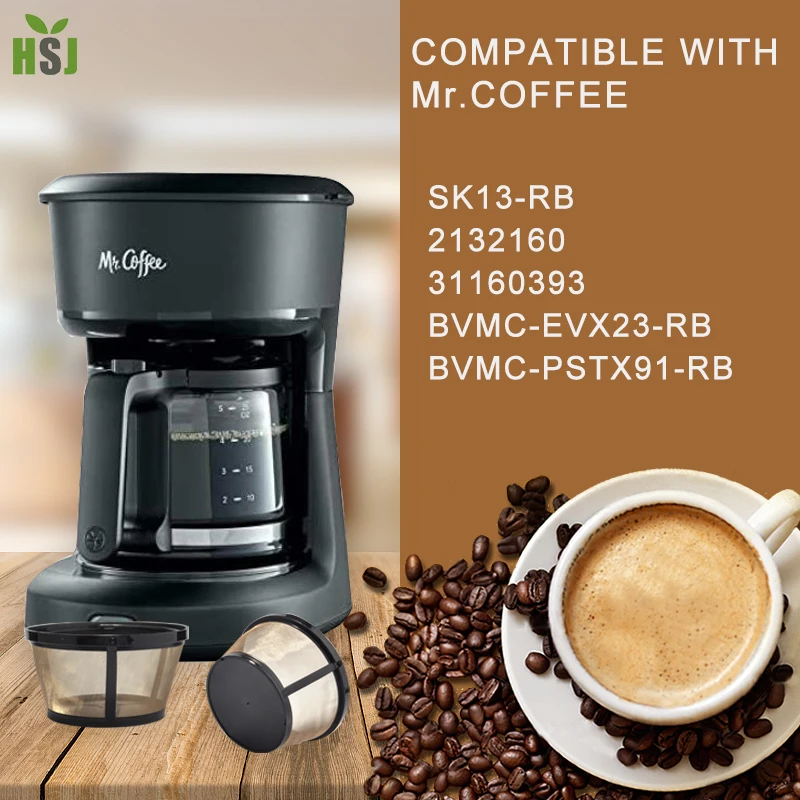 Reusable 8-12 Cup Basket Coffee Filter fits Mr. Coffee Makers, BPA free Bundle with paper filter