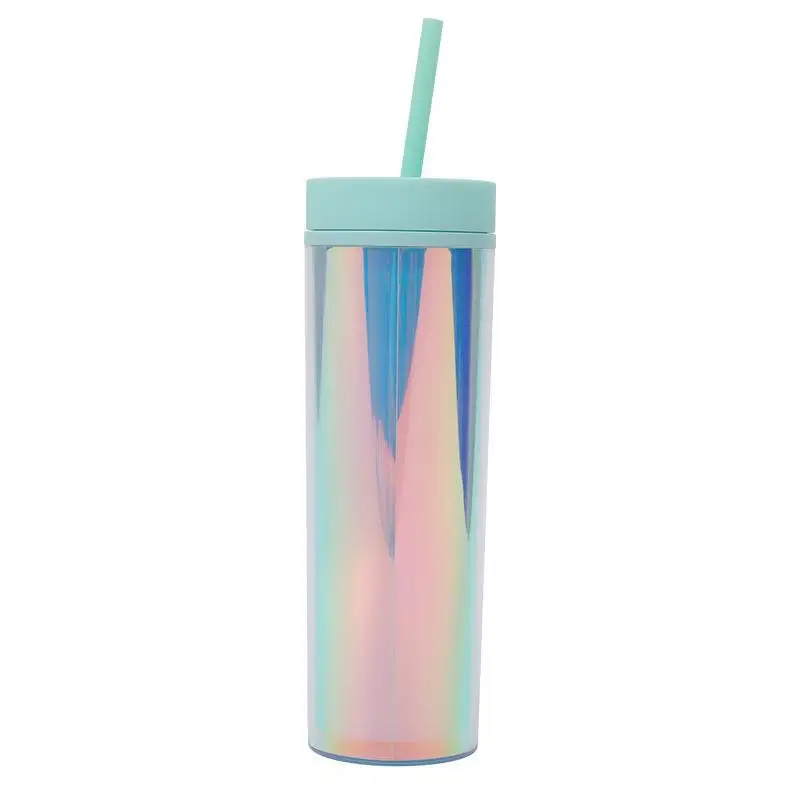 2023 JCX Hot sale double wall travel coffee mug clear plastic boba tumblers cups 16oz 24oz with straw and lid