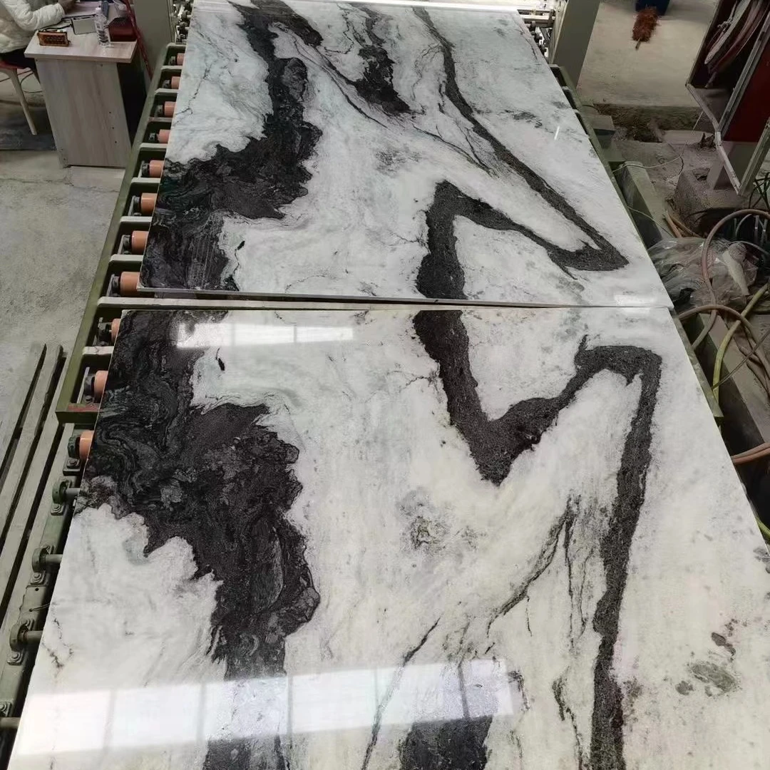 China panda white marble center table black marble dining table polished glazed marble stone slab wall tiles