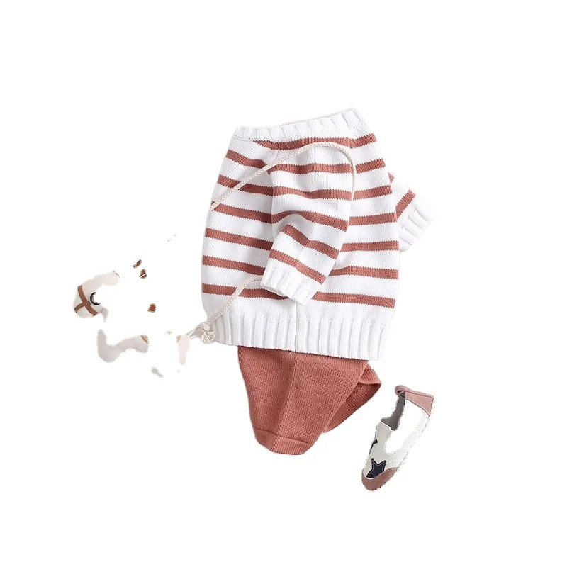 
2020new Born Baby New Winter Clothes Set Suit Striped Long Sleeve Hand Made Baby Clothes 
