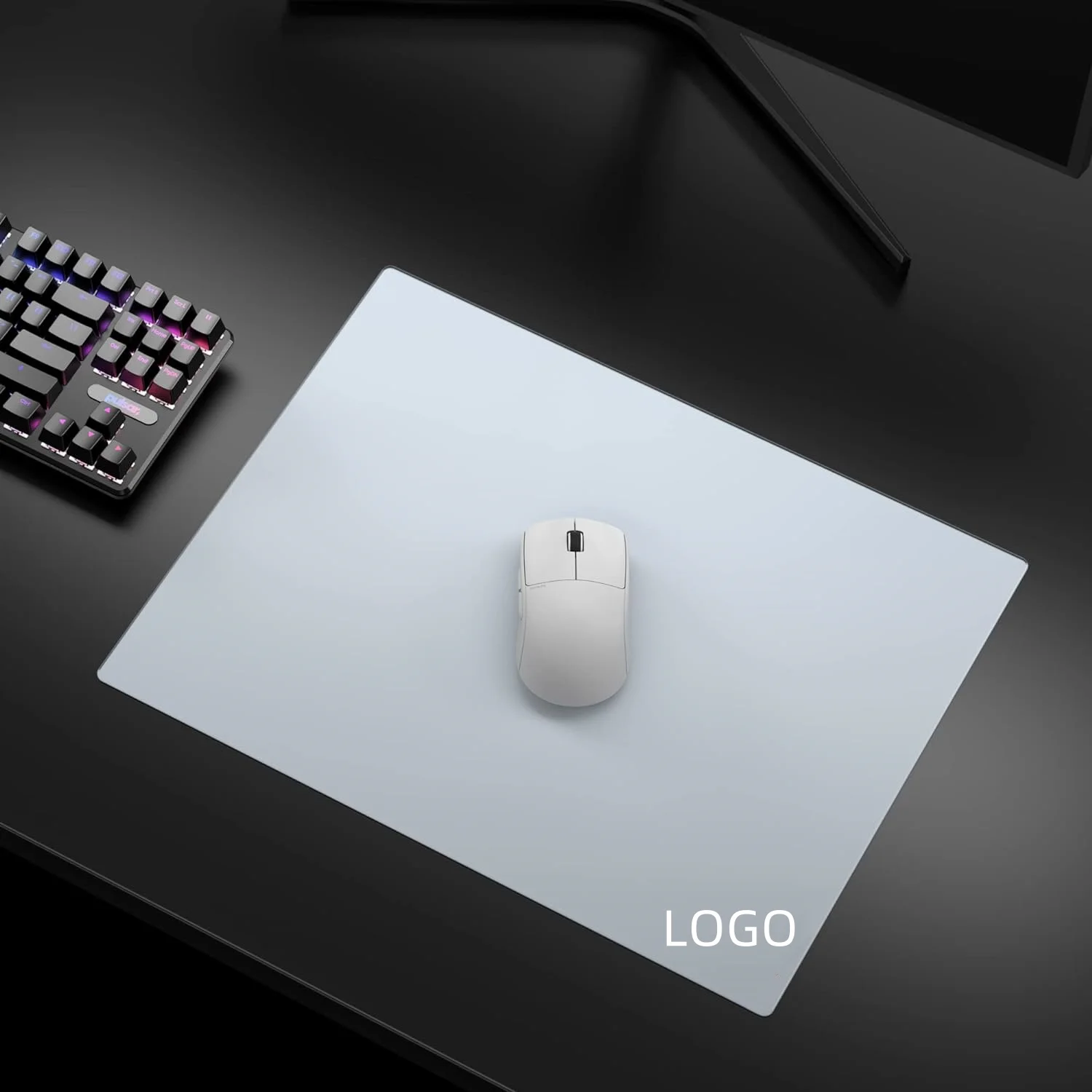 Custom UV Printing AG Tempered Glass Anti-skid Glass Mouse Pad For E-sports
