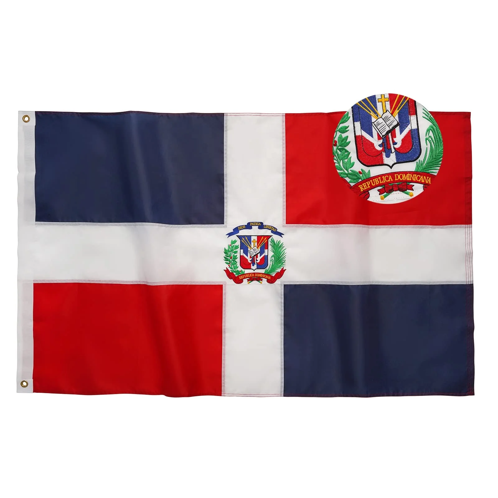 Wholesale Heavy Duty Outdoor 3x5 Ft Dominican Republic Flags Color Vivid Carefully Embroidered Large Dominican Flag For Wall Car
