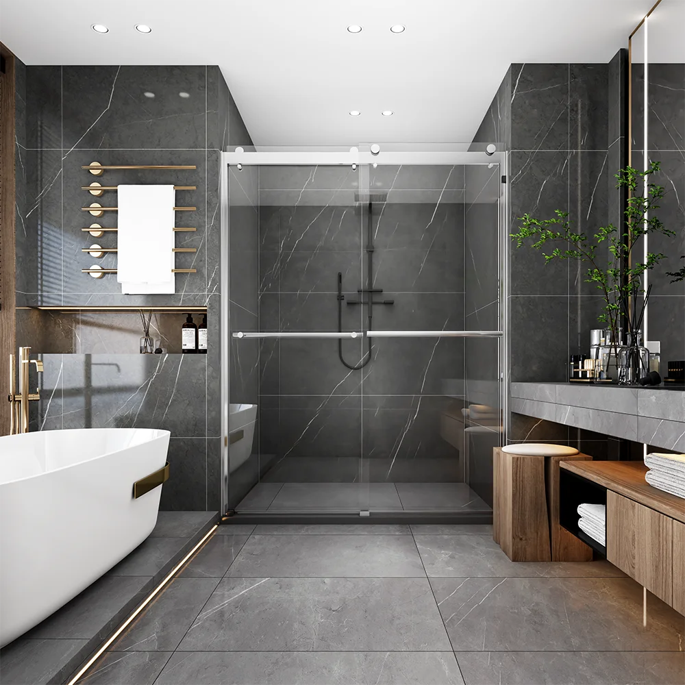 North America Big Roller Bathroom Glass Shower Door Double Sliding Shower Room