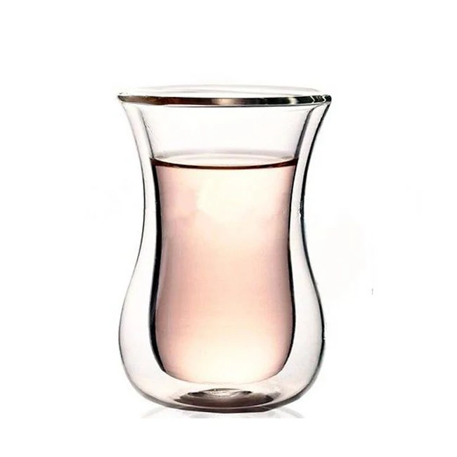 
Eco-friendly Borosilicate Handmade glass double walled upside down bottle glass cup 