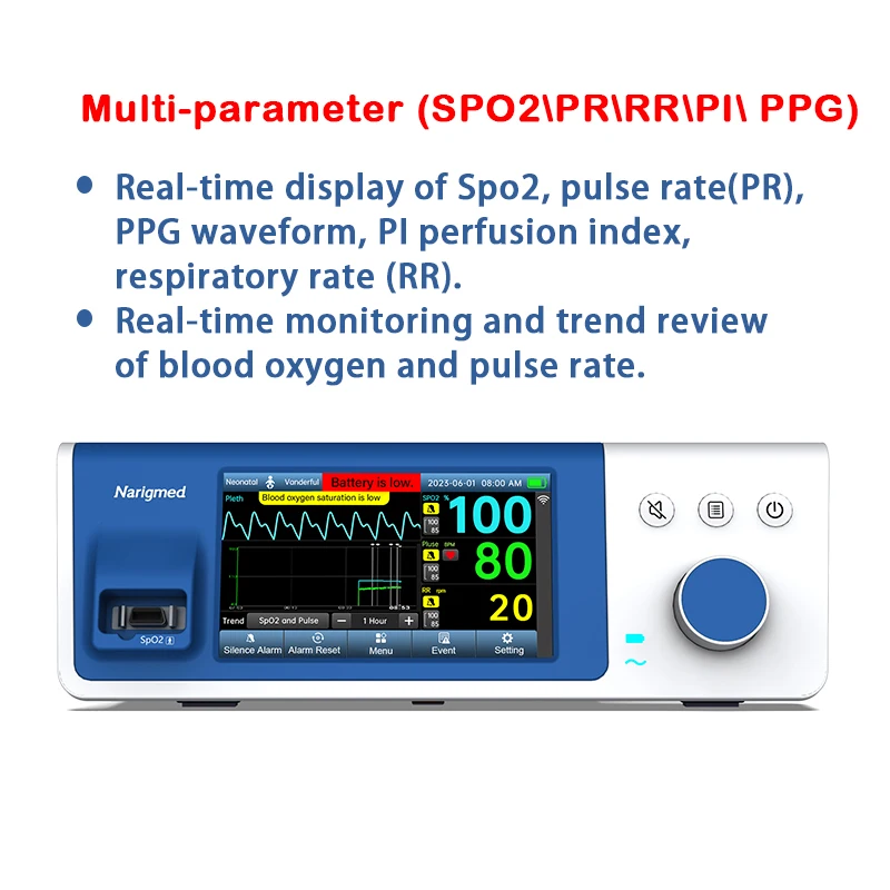 narigmed 2023 New digital bedside Spo2 patient monitor for neonate Handheld Pulse Oximeter