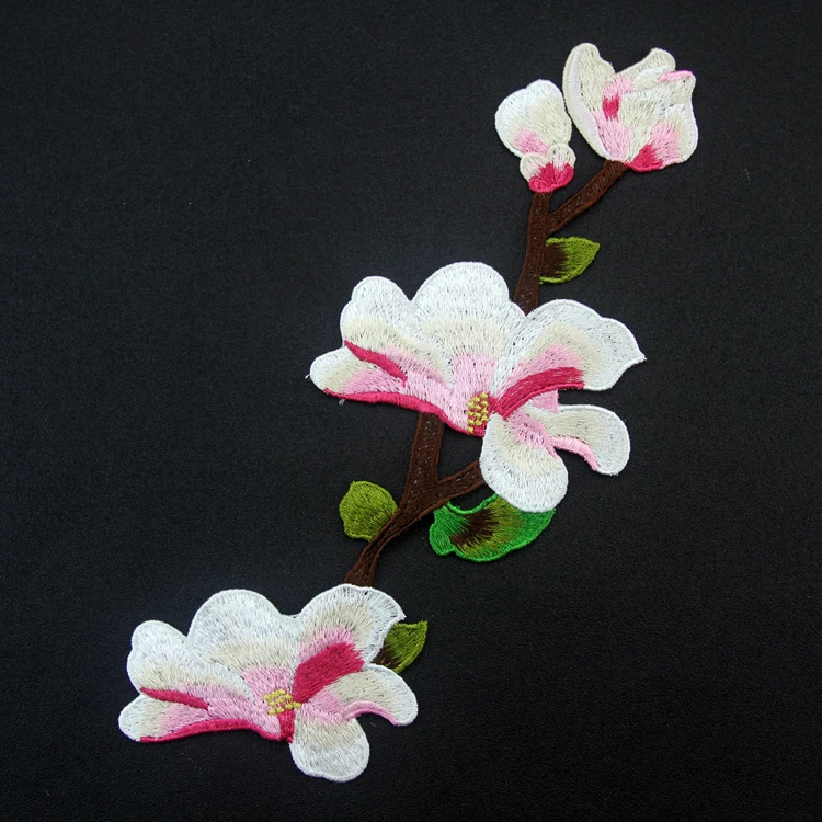 Plum blossom flowers series Embroidery Patches for Clothing backpack woven patch Decorative Applique heat press Patches badge