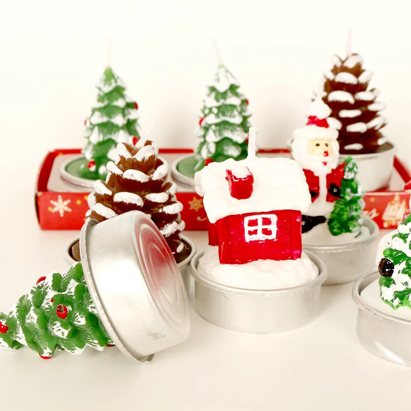 Christmas Candle 3pcs Santa Tree Snowman Carnival Romantic Birthday