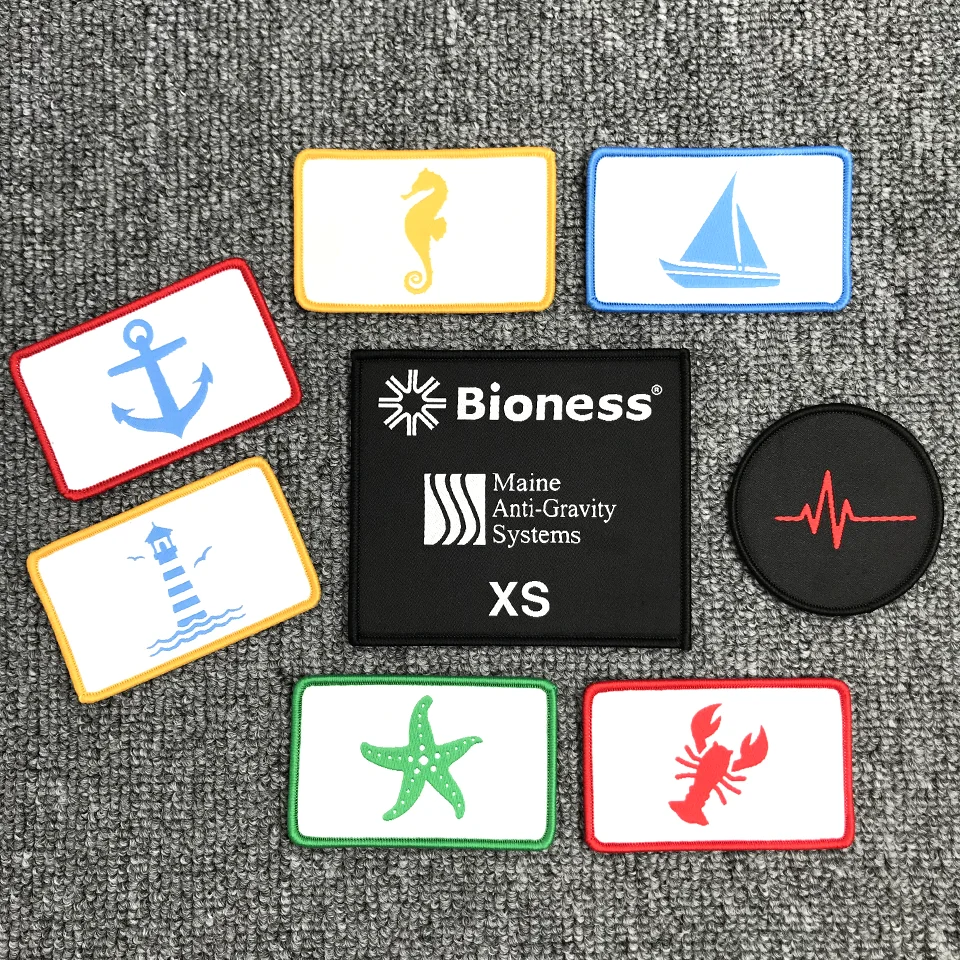 Custom Garment Brand LOGO Fabric Woven Patch Velcroes on Jeans Caps Bags Hook and Loop Embroidered Badges Sew on Clothing