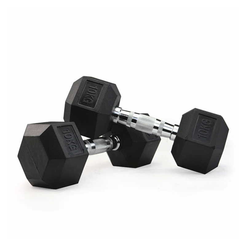 Home Gym Free Weightlifting Fitness Equipment LB KG Various Specifications Rubber Cast Iron Hexagon Dumbbell