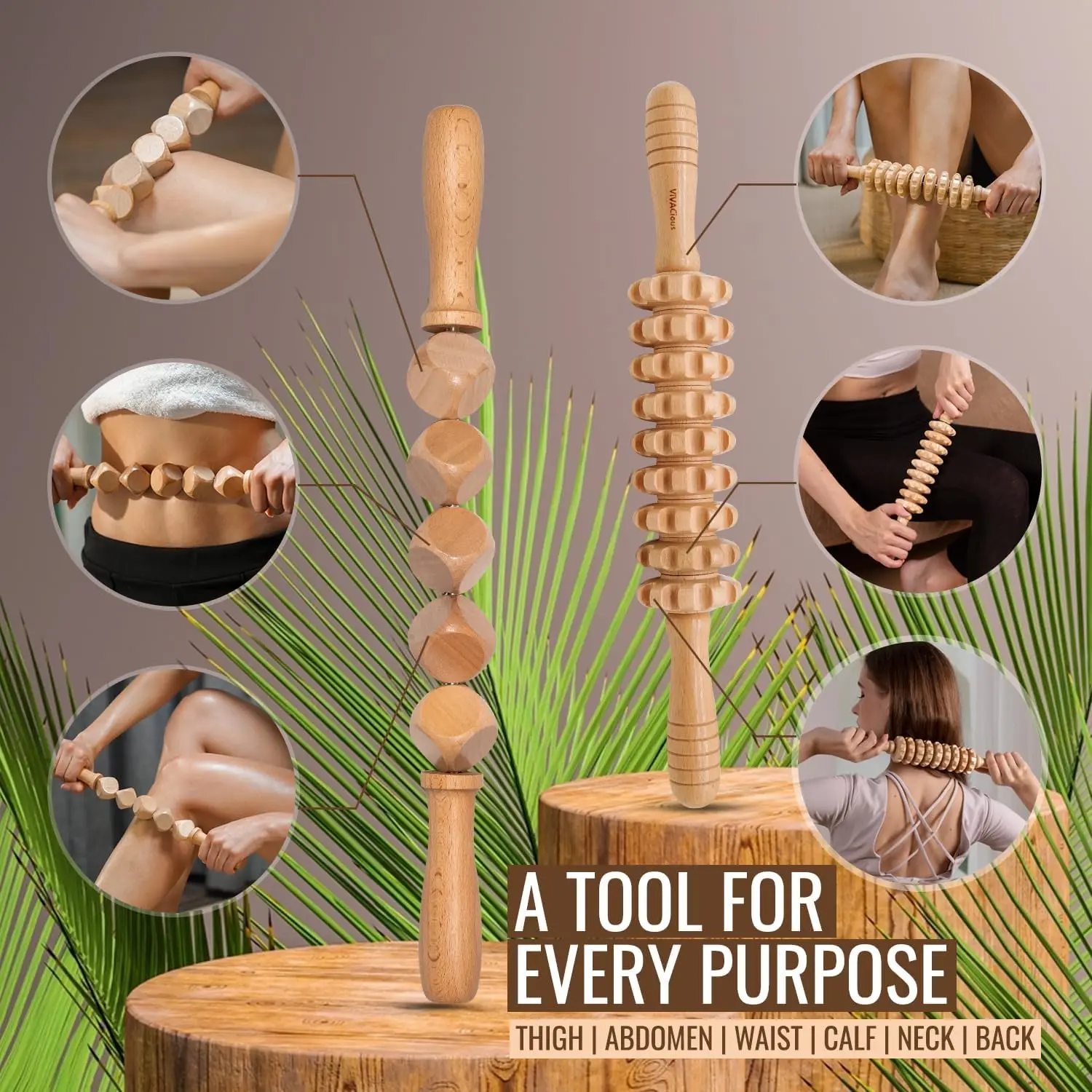 Wooden massage Stick Gua Sha Scalp Cellulite Body Foot Back Wood Massage Roller Wood Therapy Massage Tools