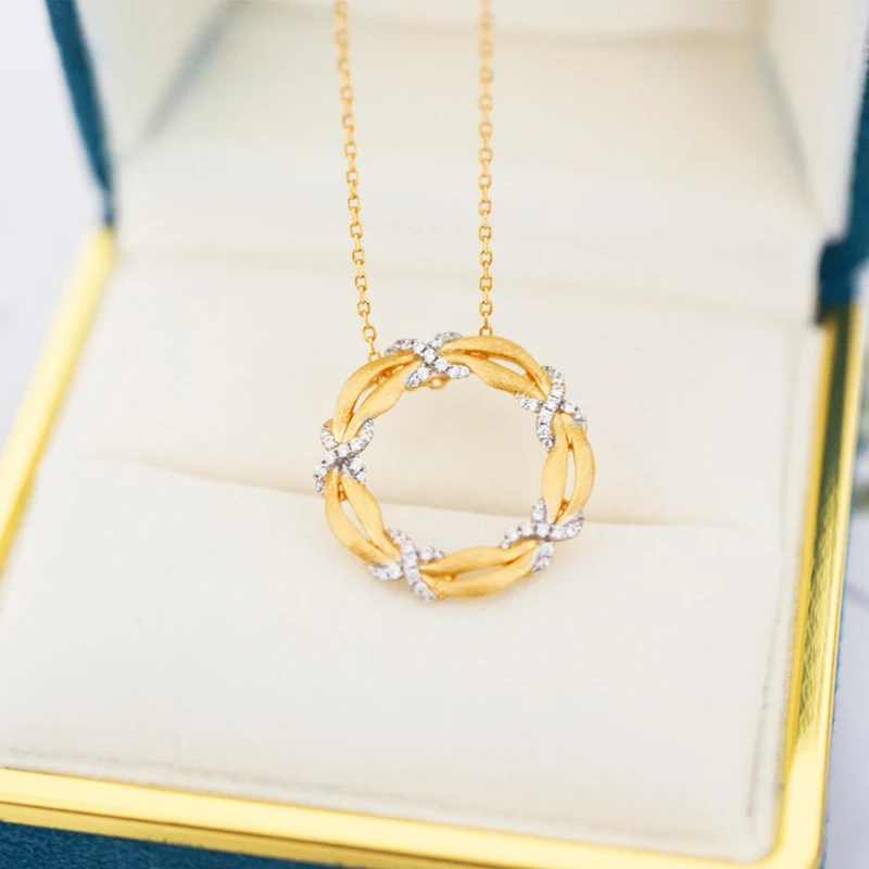 Design Sterling Silver Simple with Diamond Pendant Gold Plated 925 Silver Zircon Round Yellow Charm Pendants Custom Silver 50pcs