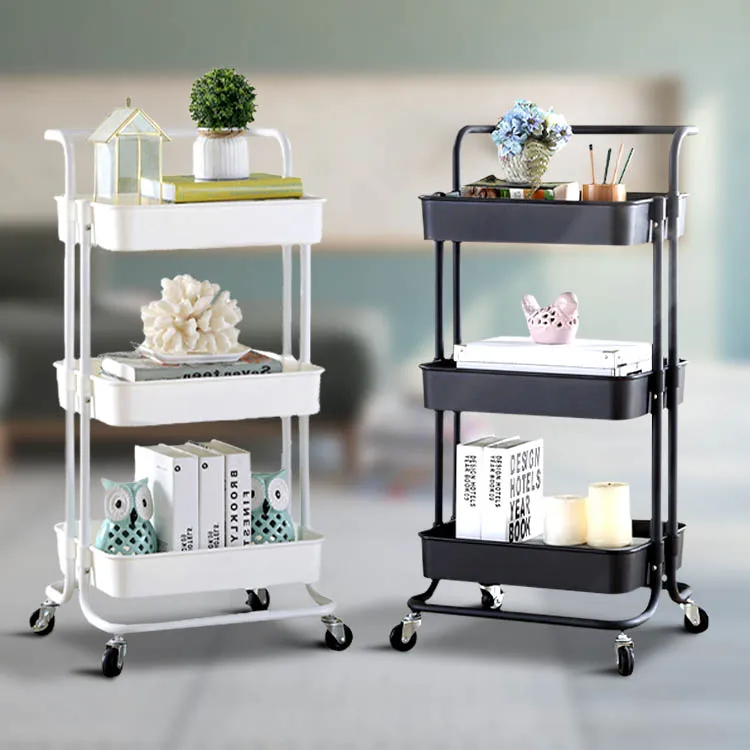 
multi-layer bedroom Kitchen cart racks removable vegetable rack with wheel storage rack beauty salon trolley 