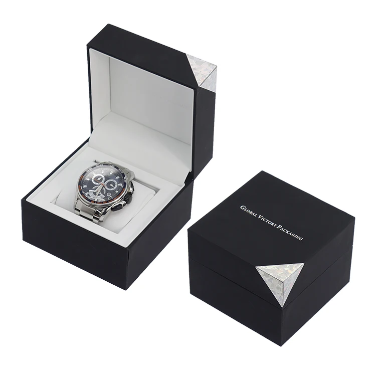 1 коробка для наручных часов, черная коробка для наручных часов с косым режущим дизайном, автоматическая упаковка для намотки часов с золотым тиснением
