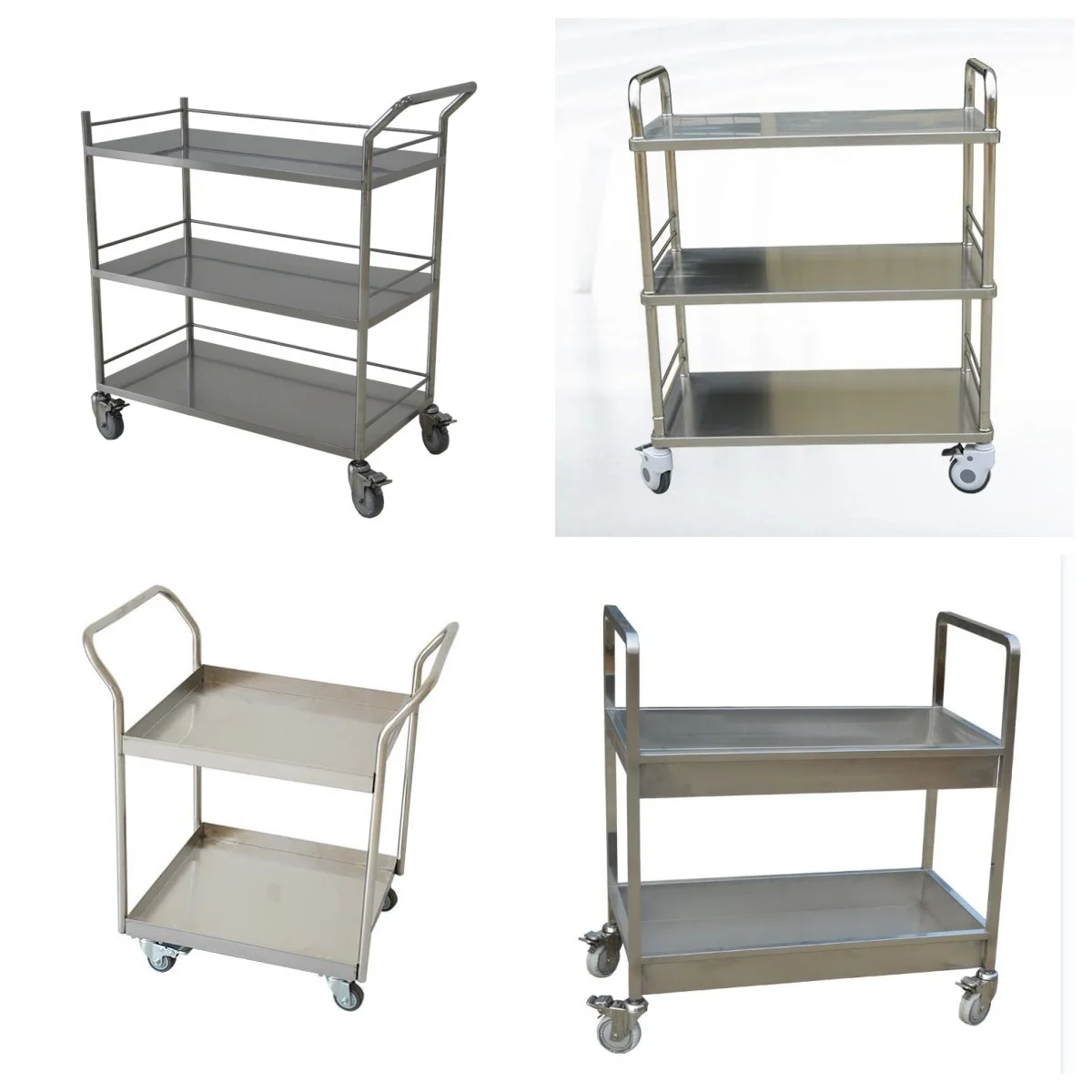 Commercial 3-Layer Stainless Steel Library Trolley Heavy Duty Medical Instrument Cart for Hotel Food Service & Restaurant Use