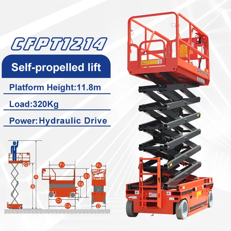 Wheeled Self Propelled scaffold low profile  6-16m mobile electric hydraulic scissor lift platform