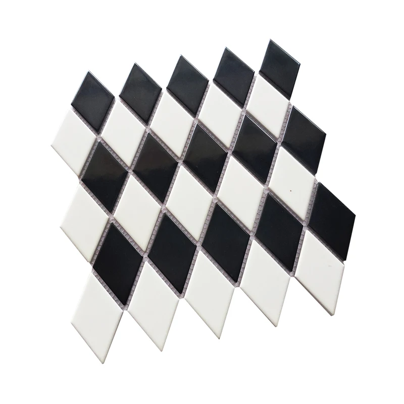 Diamond Pattern 3D Black and White Grey Porcelain Mosaic Tile for Bathroom and Kitchen backsplash