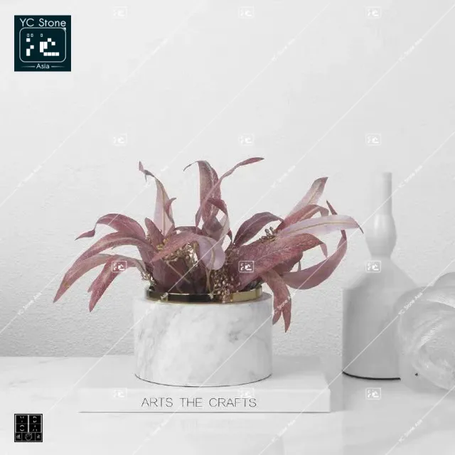 Mini White Marbled Small Flower Pot Creative WhiteMarble Indoor Plants Pot